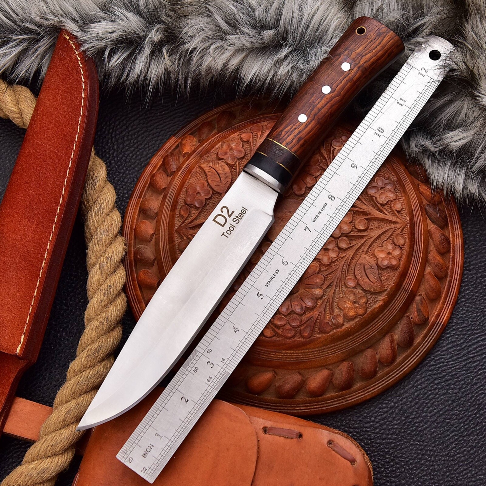 ANZSTYLE KNIVES CLASSIC DROP POINT HUNTER BOCOT WOOD D2 STEEL