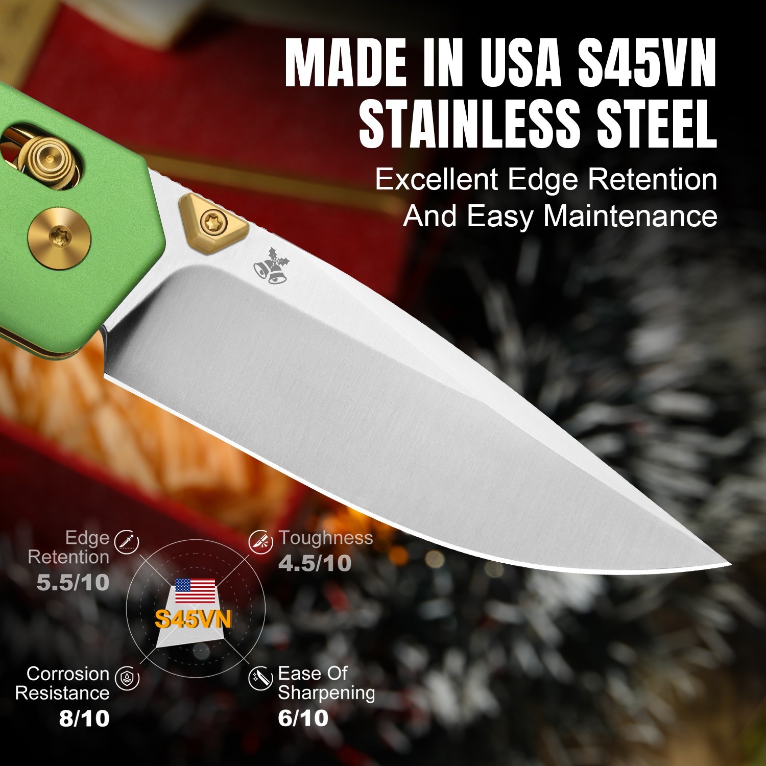 Kizer Militaw Christmas Folding Knife S45VN Blade Aluminum &G10 Handle Ki3634MC1