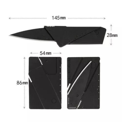 Credit Card Folding Knife Black Wallet Sharp Thin Hunting Camping USA SELLER!