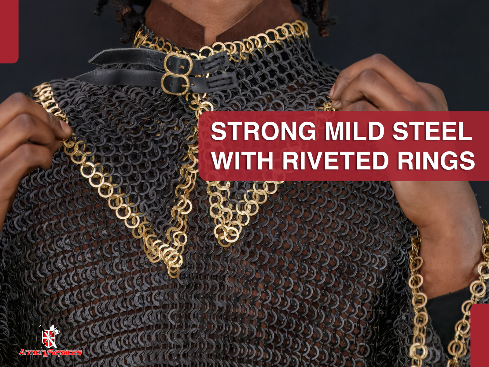 Stainless Steel Aventail Chainmail Collar 9 mm Riveted Medieval Armor LARP SCA