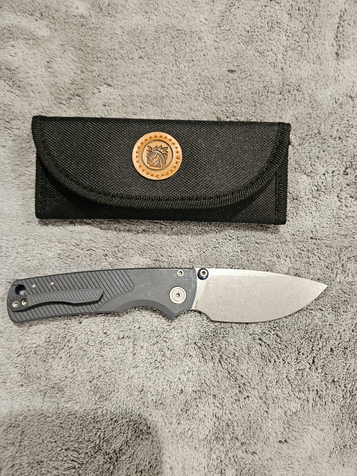 Custom Vosteed Porcupine Tislim 154CM Stonewash Blade Blue Ti Scales And Accents