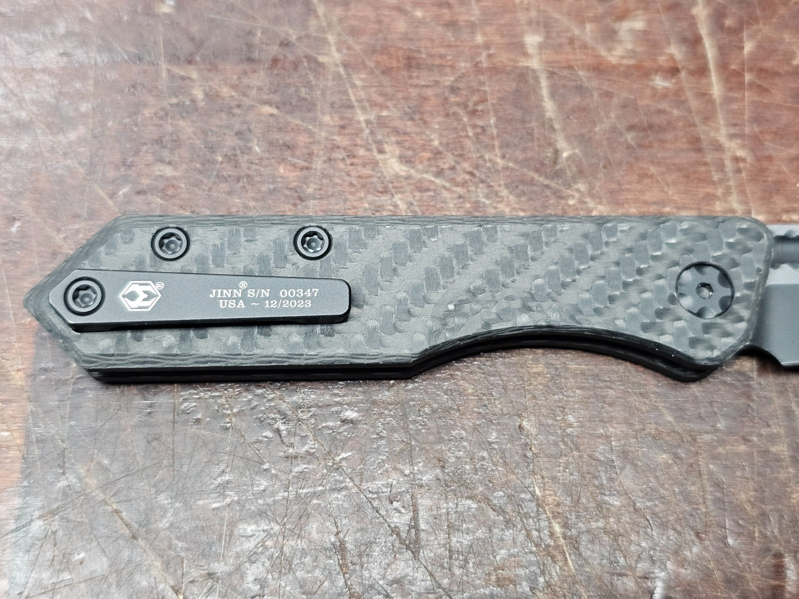 Heretic Jinn 2- Tone Black Carbon Fiber Slipjoint Knife S/N 00347