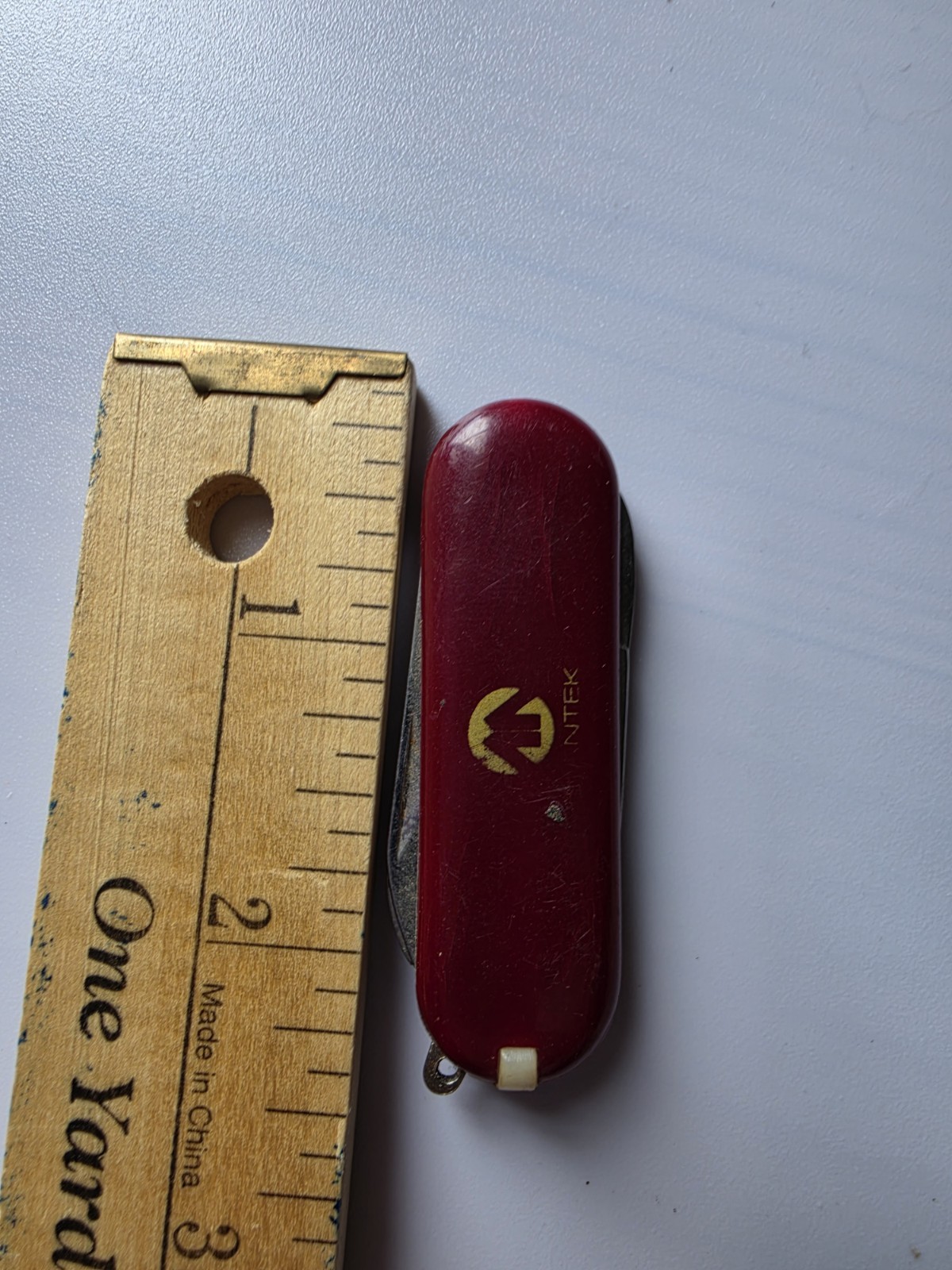 NTEK Red Pocketknife Vintage 2-Blade SS Under 2.75in Slipjoint w/ Scissors File
