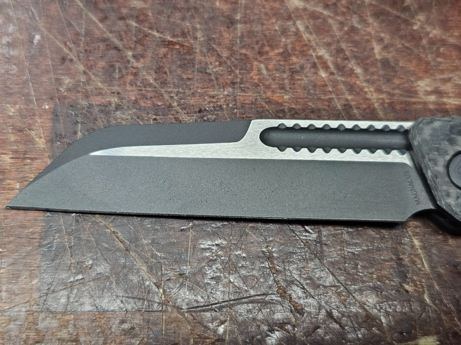 Heretic Jinn 2- Tone Black Carbon Fiber Slipjoint Knife S/N 00347