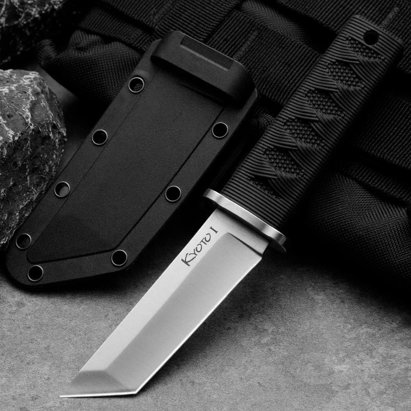 6.8” Fixed Blade Knife Tanto Steel Blade Tactical Hunting Knife Kydex Sheath