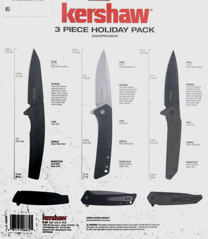 NEW Kershaw 3-Piece Holiday Pack Assisted Open Pocket Knife *Better 2024 Version