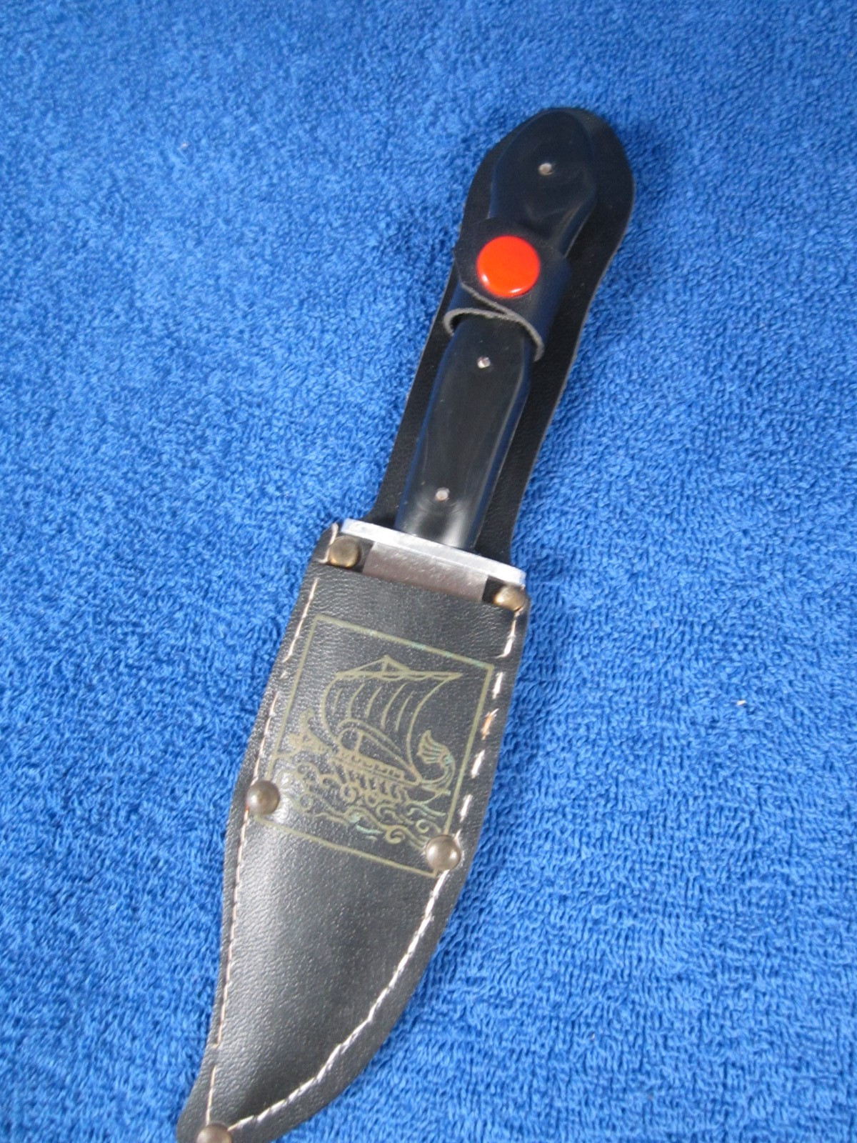 Greek Dagger Replica 8.5 Inch Knife Leather Sheath 1980s Greece Stainless