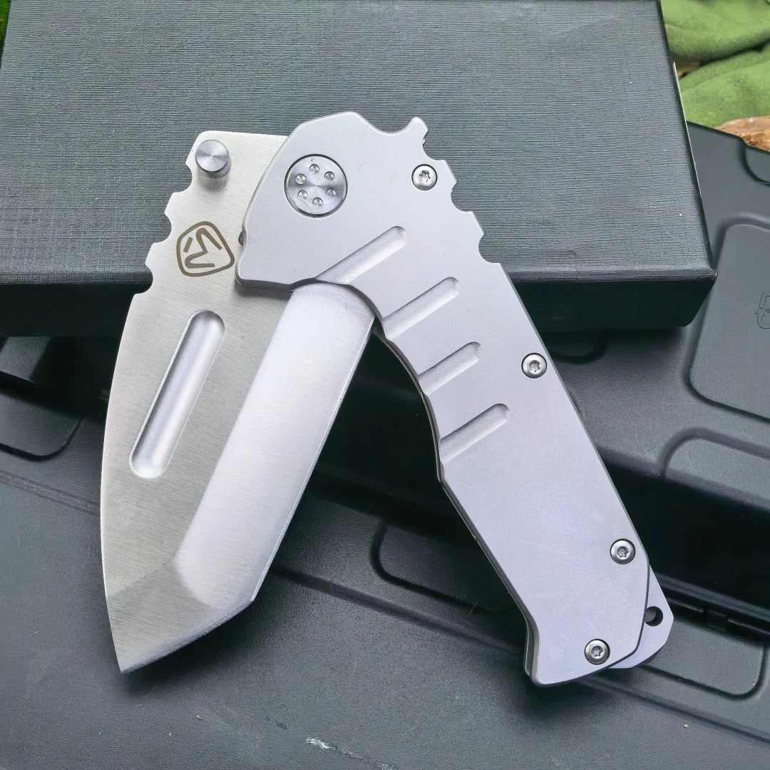 Heavy Duty Silver Folding Blade Tactical Knife D2 Blade Pocket EDC Knife 60HRC