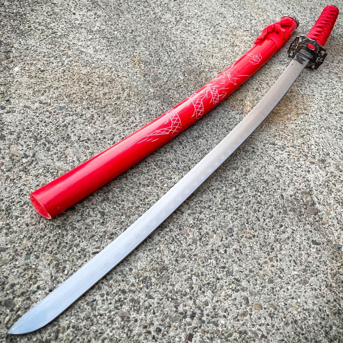 Japanese Samurai Sword KATANA High Carbon Steel Ninja Blade Dragon Tang Wood RED