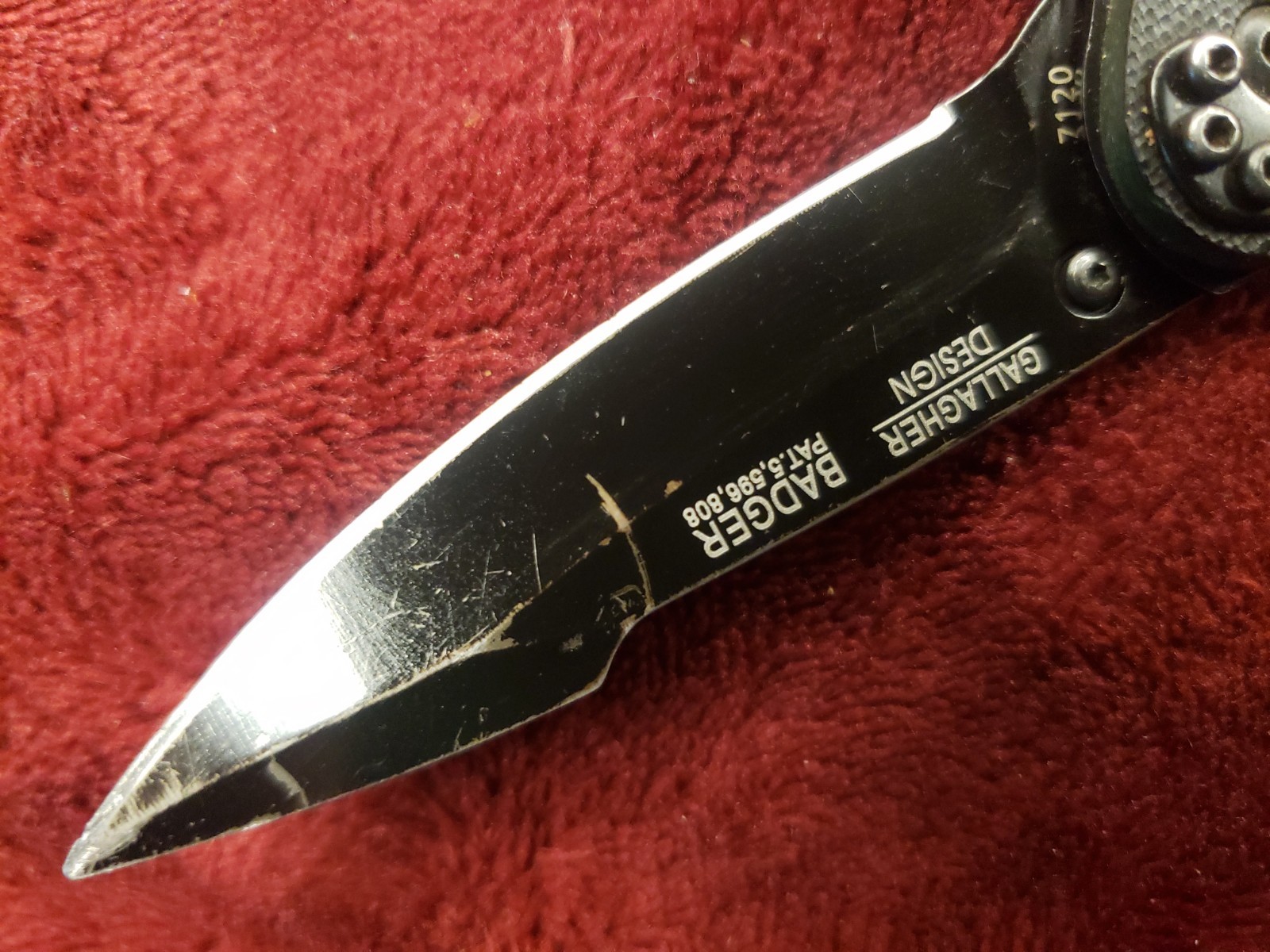 CRKT Badger Folding Knife Discontinued #7120 Gallagher Design button