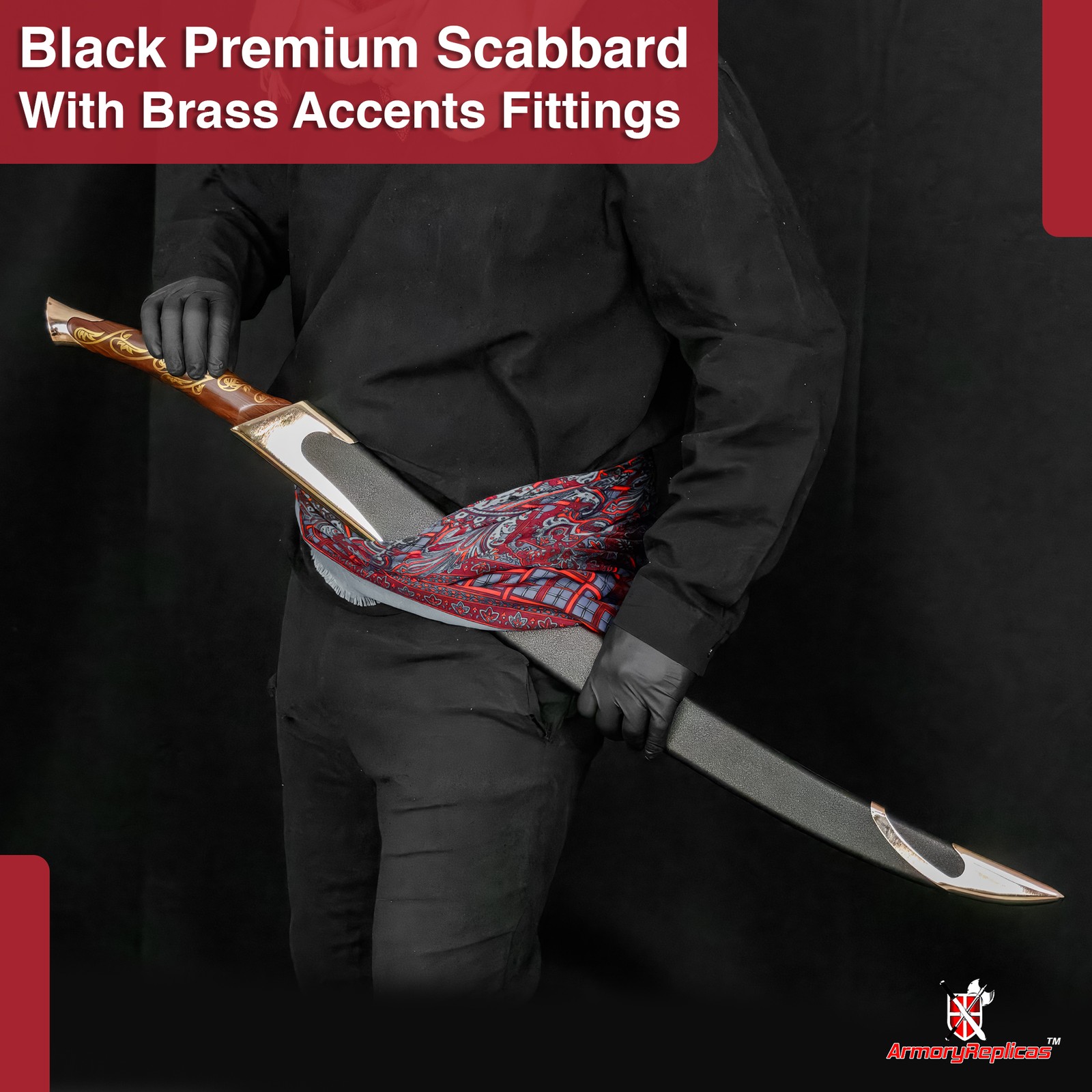 Hand-Forged Fantasy Long Sword: Engraved Carbon Steel Blade Decorative Scabbard