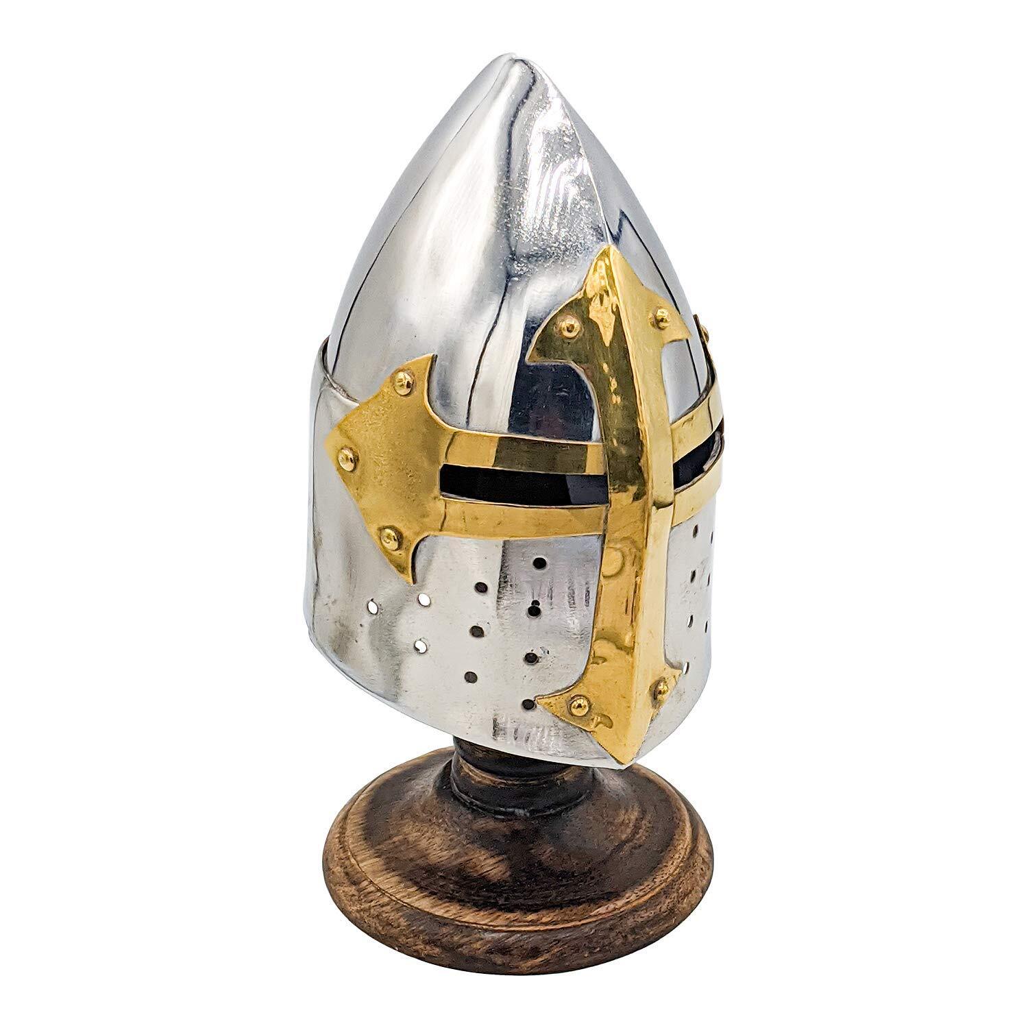 Medieval Mini Helmet with Display Stand for Home Decoration and Gift Accessory