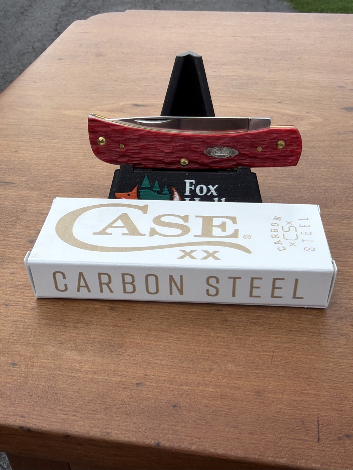 Case XX 2025 Dark Red Peach Seed Jig Bone 6137 CS Sod Buster Jr. Knife
