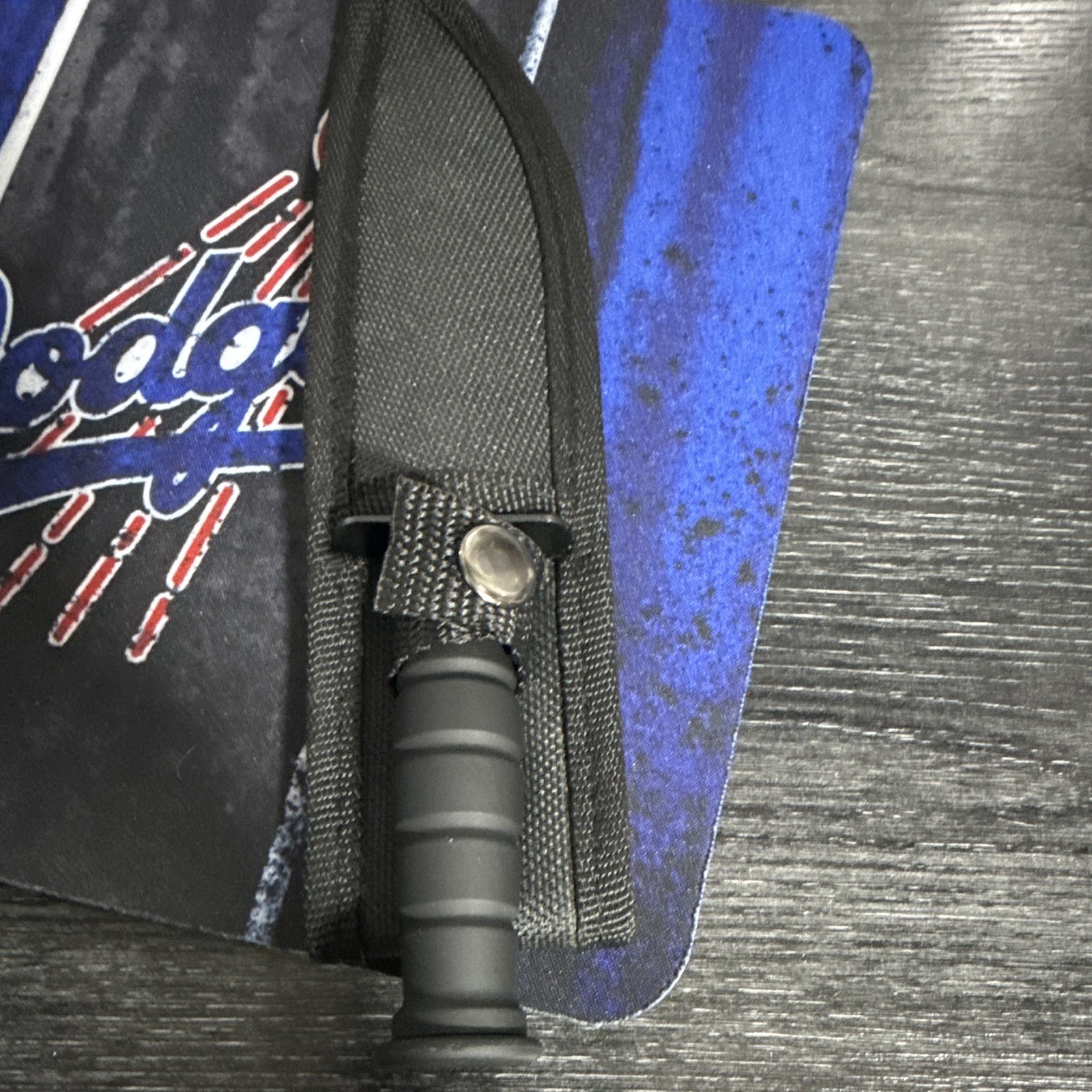 Blue Stainless Steel Combat Fixed Blade Knife Over 5in Clip Point w/ Sheath