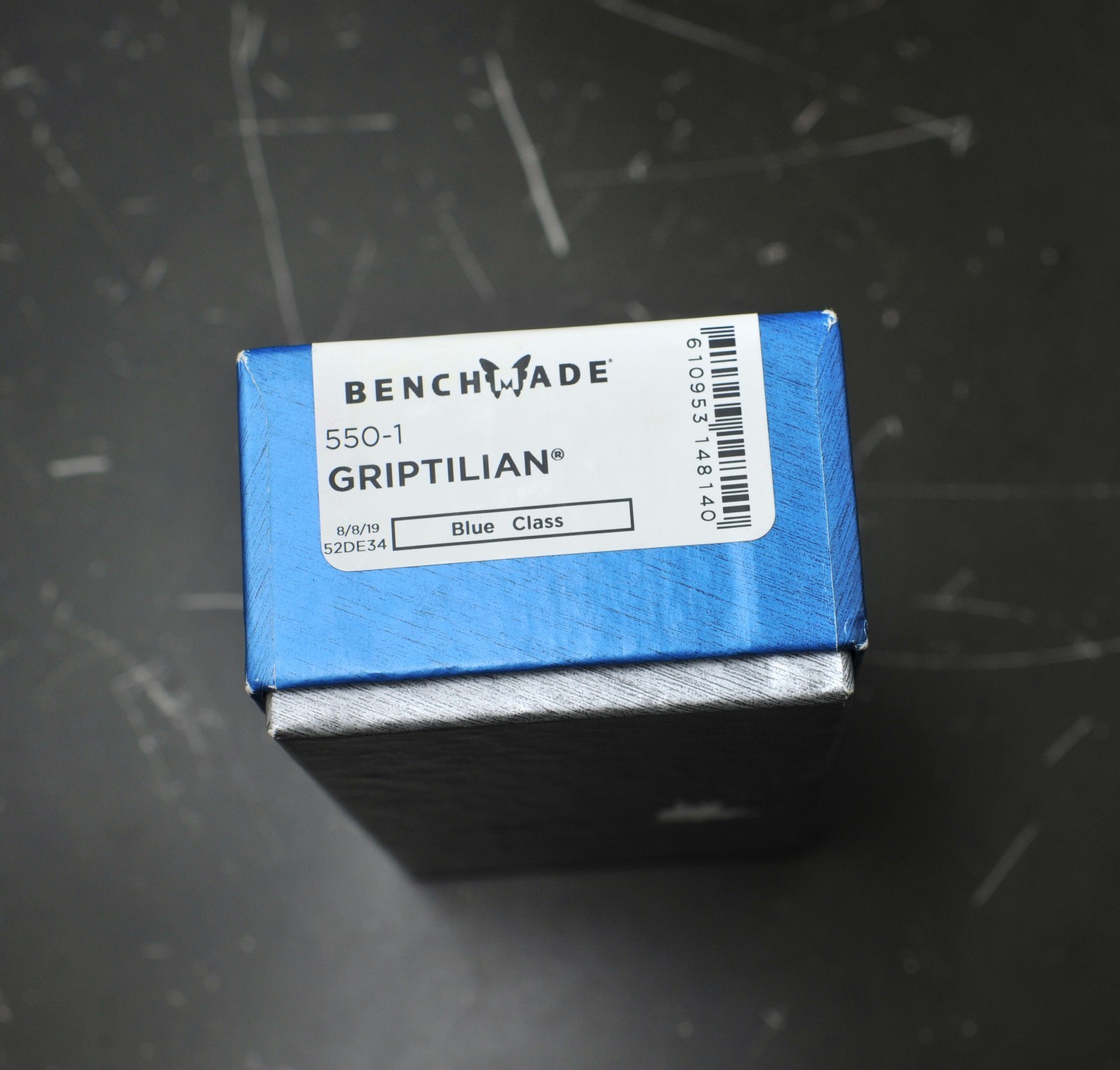 Benchmade 550-1 Griptilian 20CV Sheepsfoot Gray + Blue G10 , Rare / Discontinued