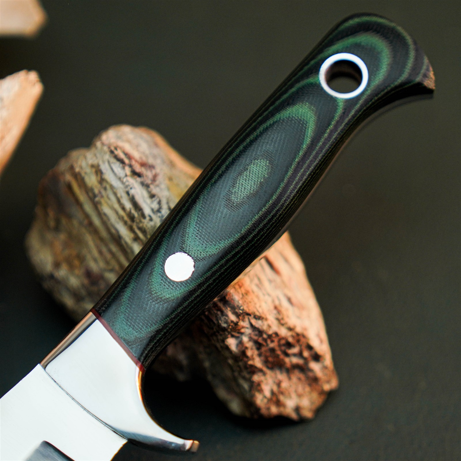 9.4″ Hunting EDC Stainless Knife Handmade Full Tang Micarta Handle + Sheath