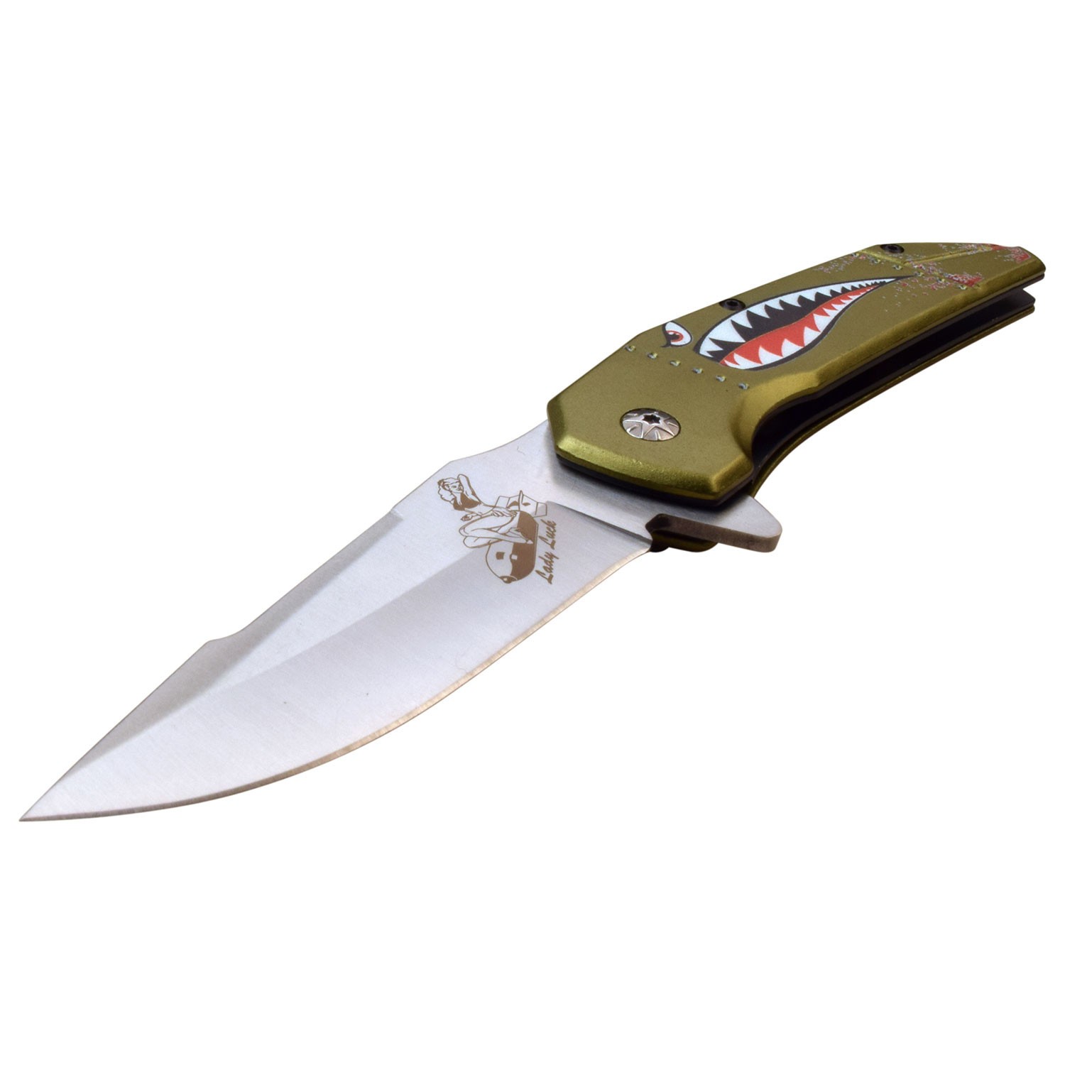 MTech USA Spring Assisted Knife w/Anodized Aluminum Handle & Pocket Clip-Shark
