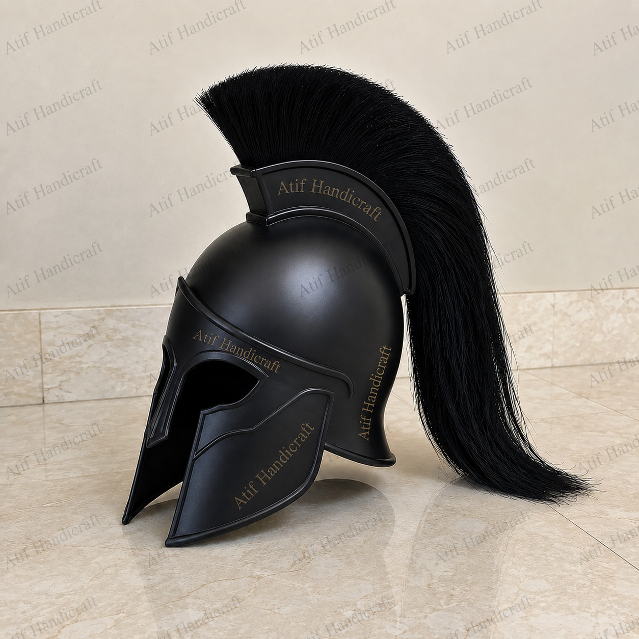 Odyssey Greek Spartan Warrior Helmet Black Medieval Roman Knight Costume Helmet