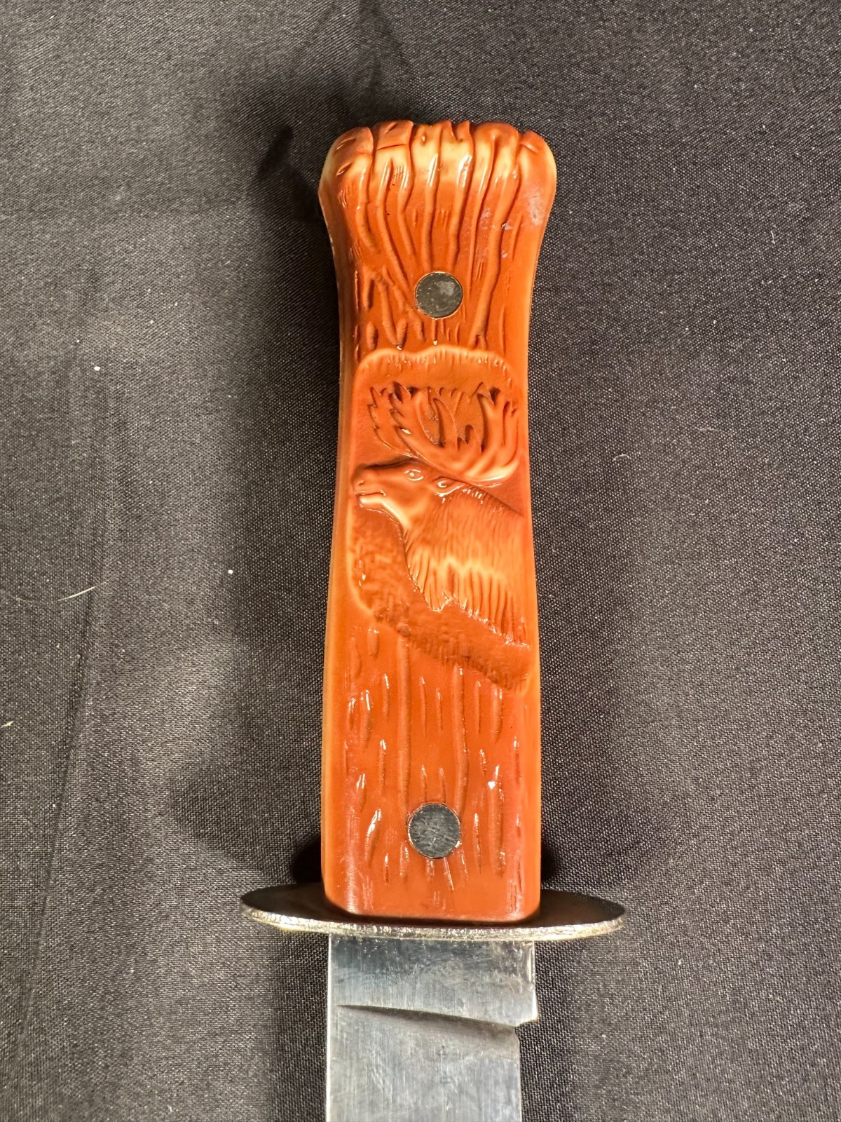 Vintage Imperial USA Twin Knife Set Moose Fixed Blade & 857DE Scout Pocket Knife