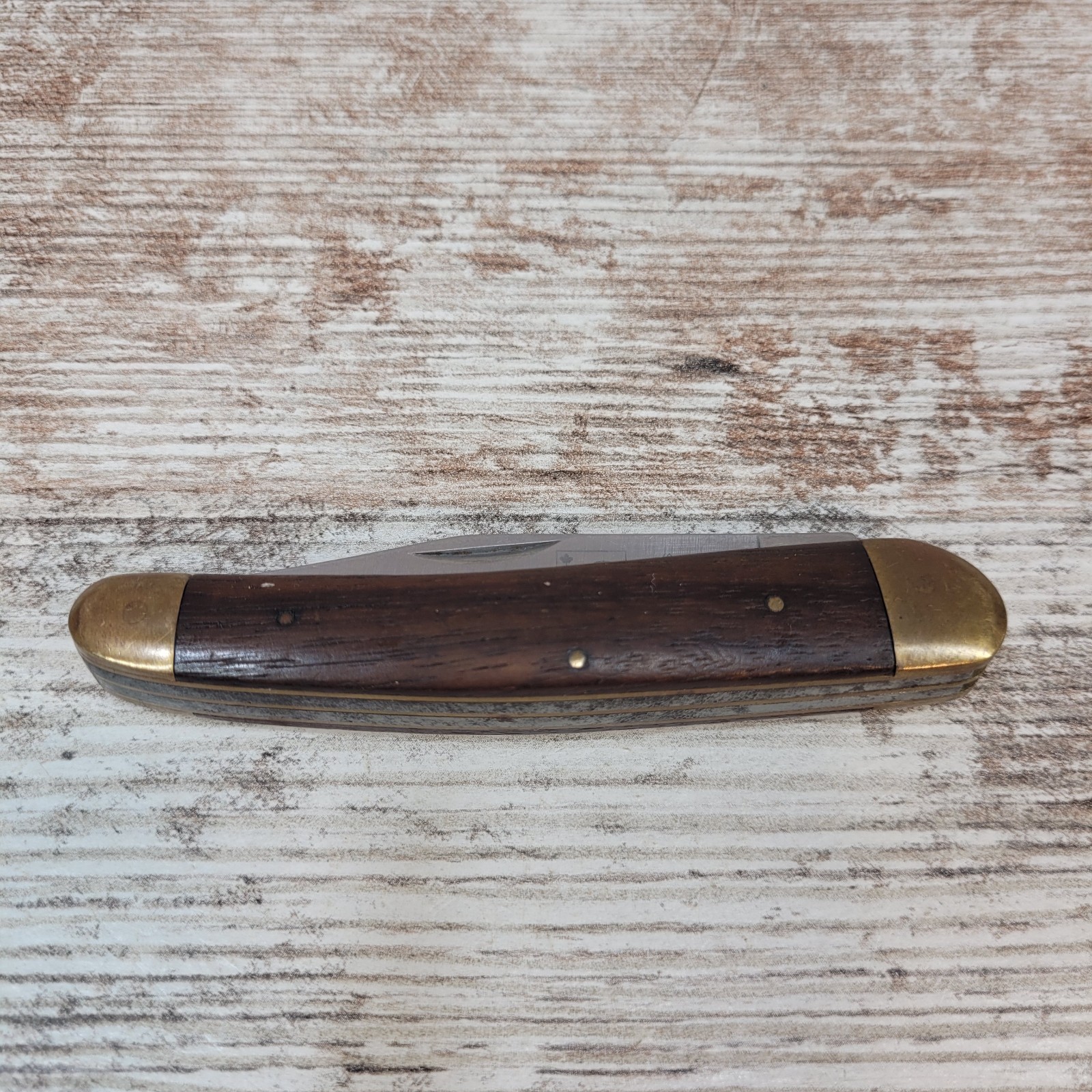 Grohmann 2 Blade Folding Pocket Knive Wood & Brass Handle VTG