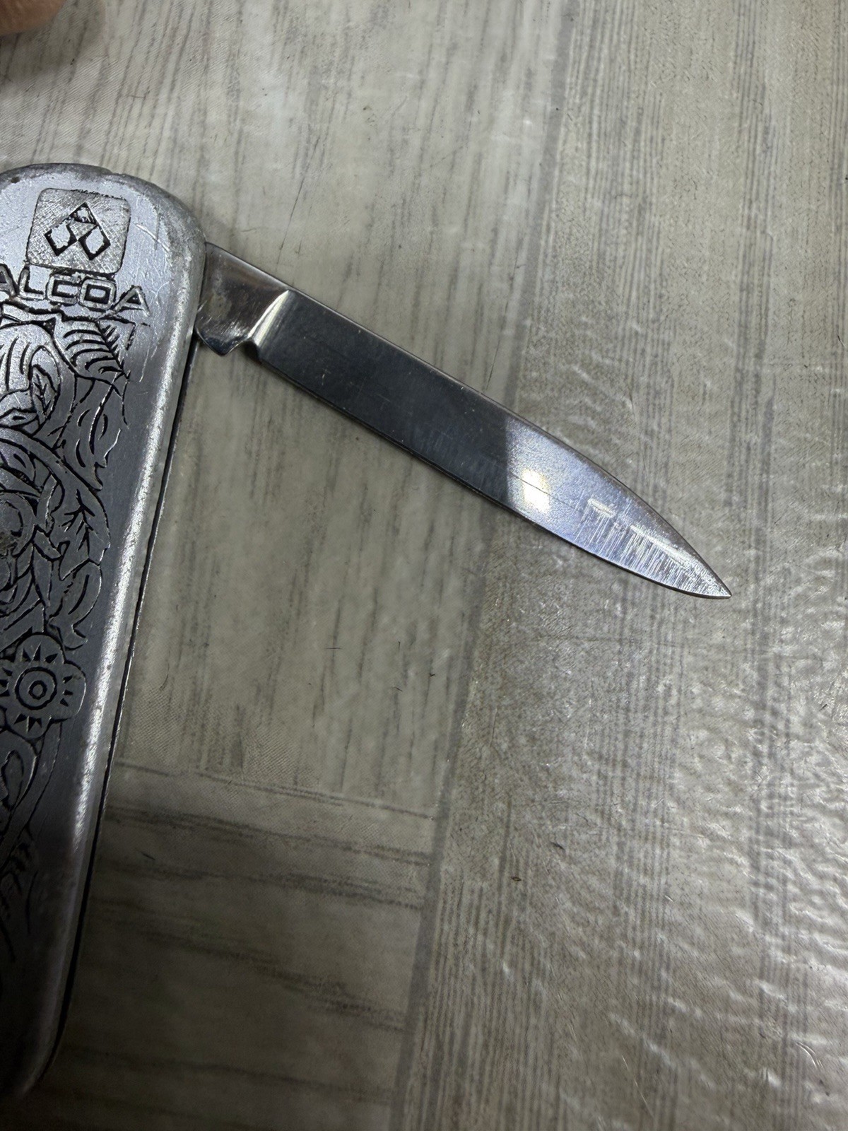 ALCOA Imperial Rare Vintage Pocket Knife Engraved Aluminum W/Stainless St Blades