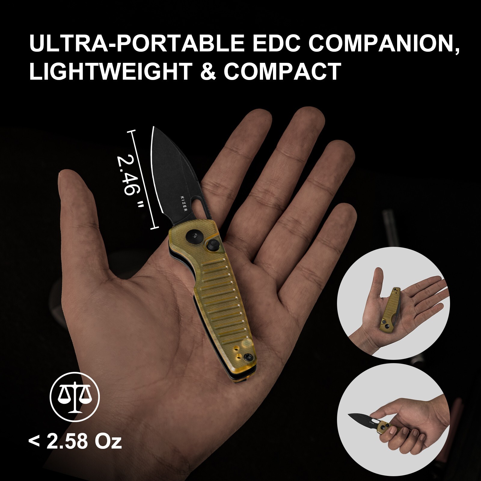 Kizer Parakeet EDC Folding Knife Drop Point Nitro-V Blade PEI Handle V2706A1