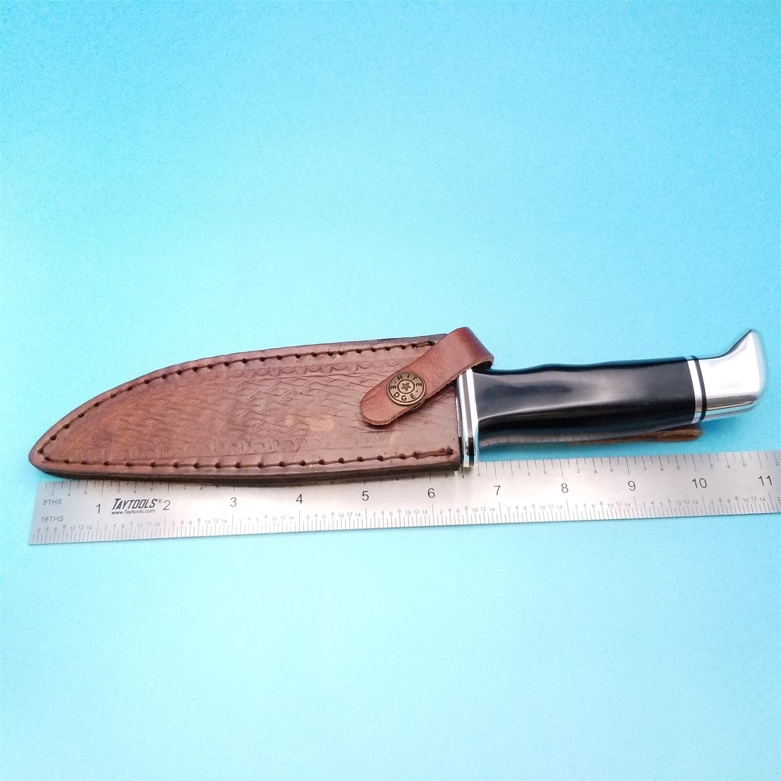 Knife Sheath Fixed Blade Leather Brown Basketweave Hunting Bowie 10.5″ x 6.75″