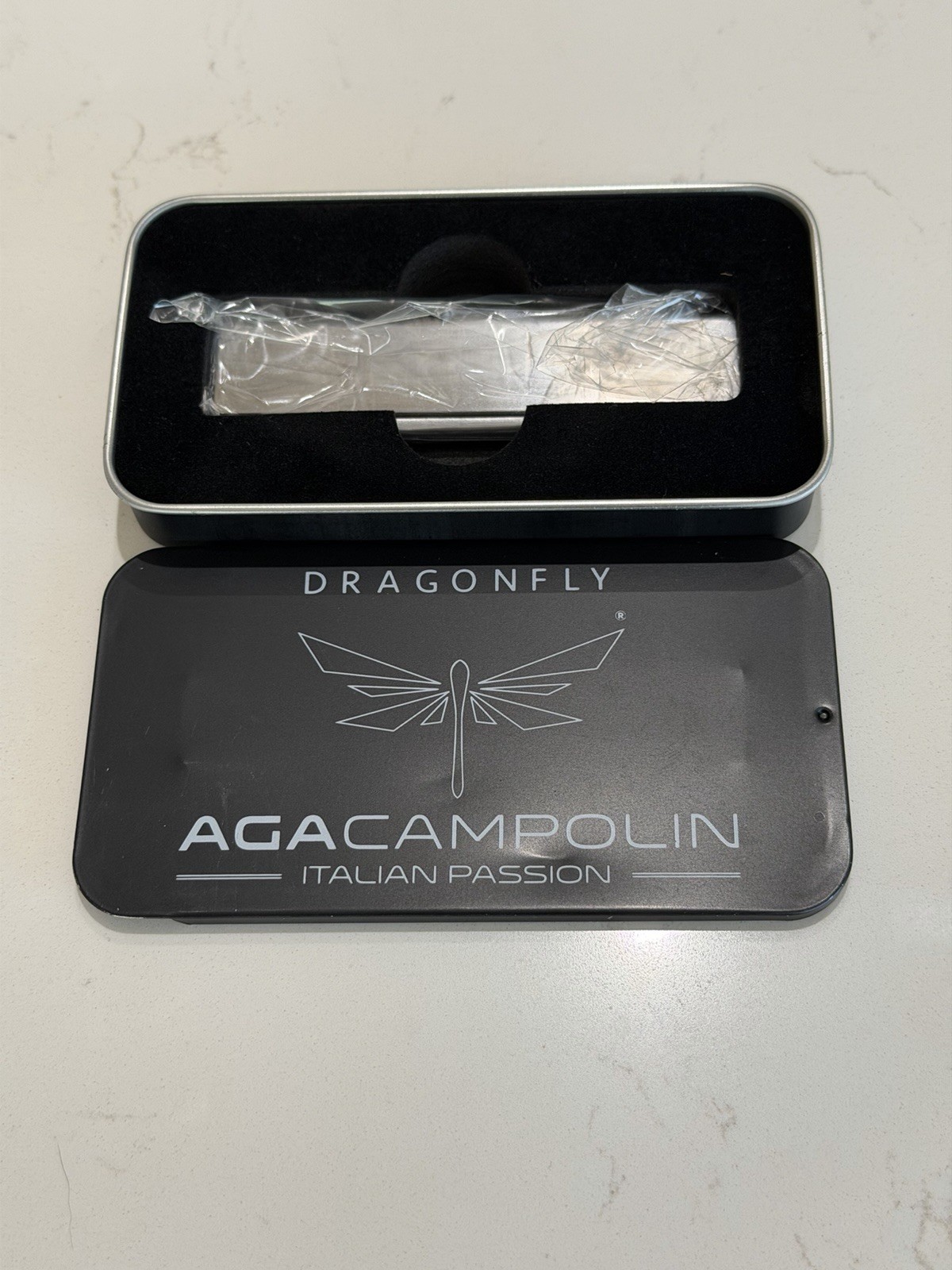 AGA Campolin Dragonfly Silver Steel Folding Knife – Brand New