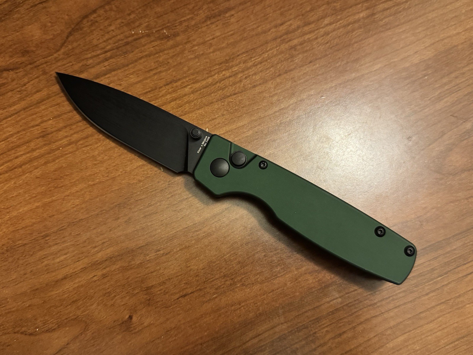 Kizer x Mojave Original Green Aluminum 154CM Black Steel Button Lock EDC Knife