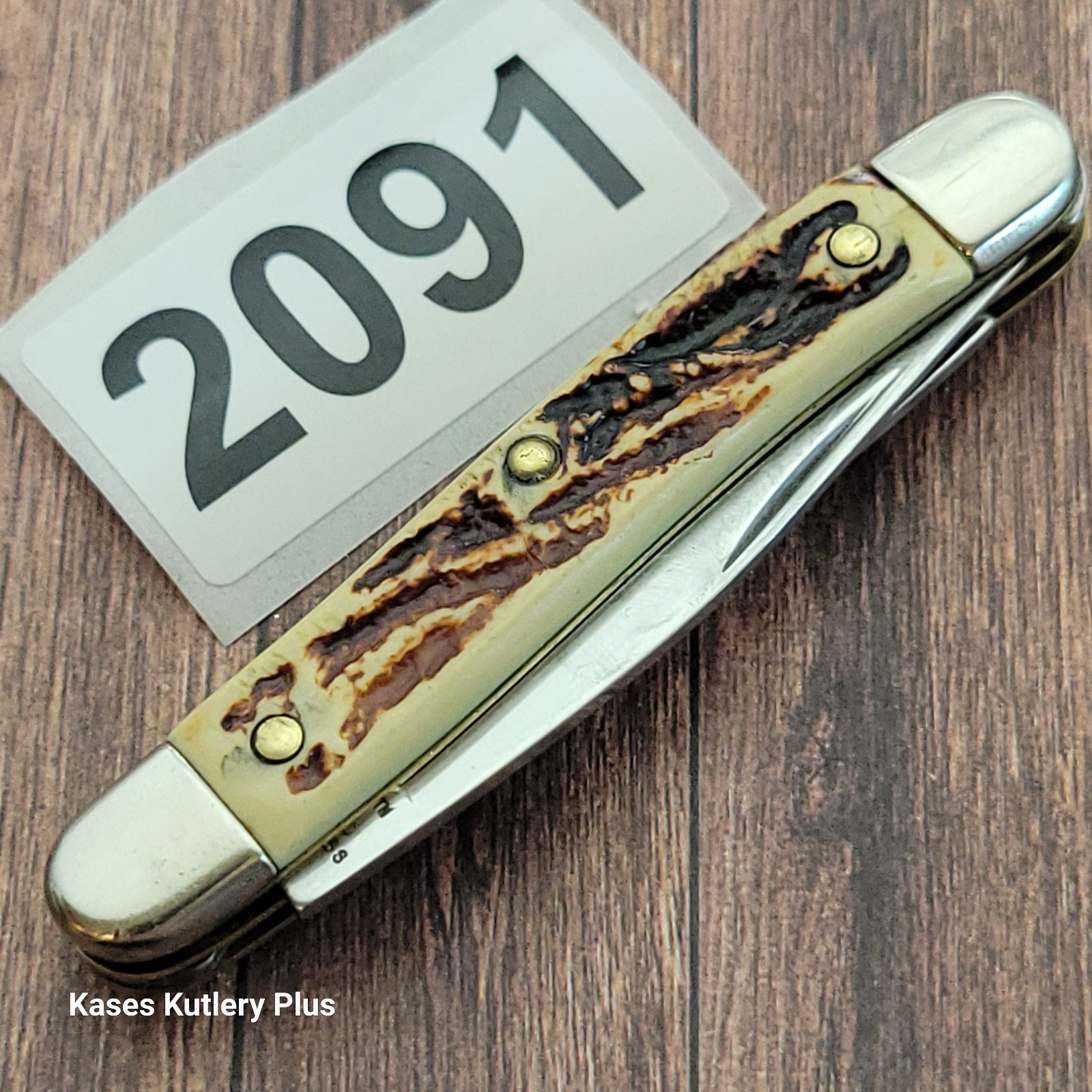 Sharp Brand 2.75″ Closed Faux Stag SS Folding Pocket Knife Made In USA