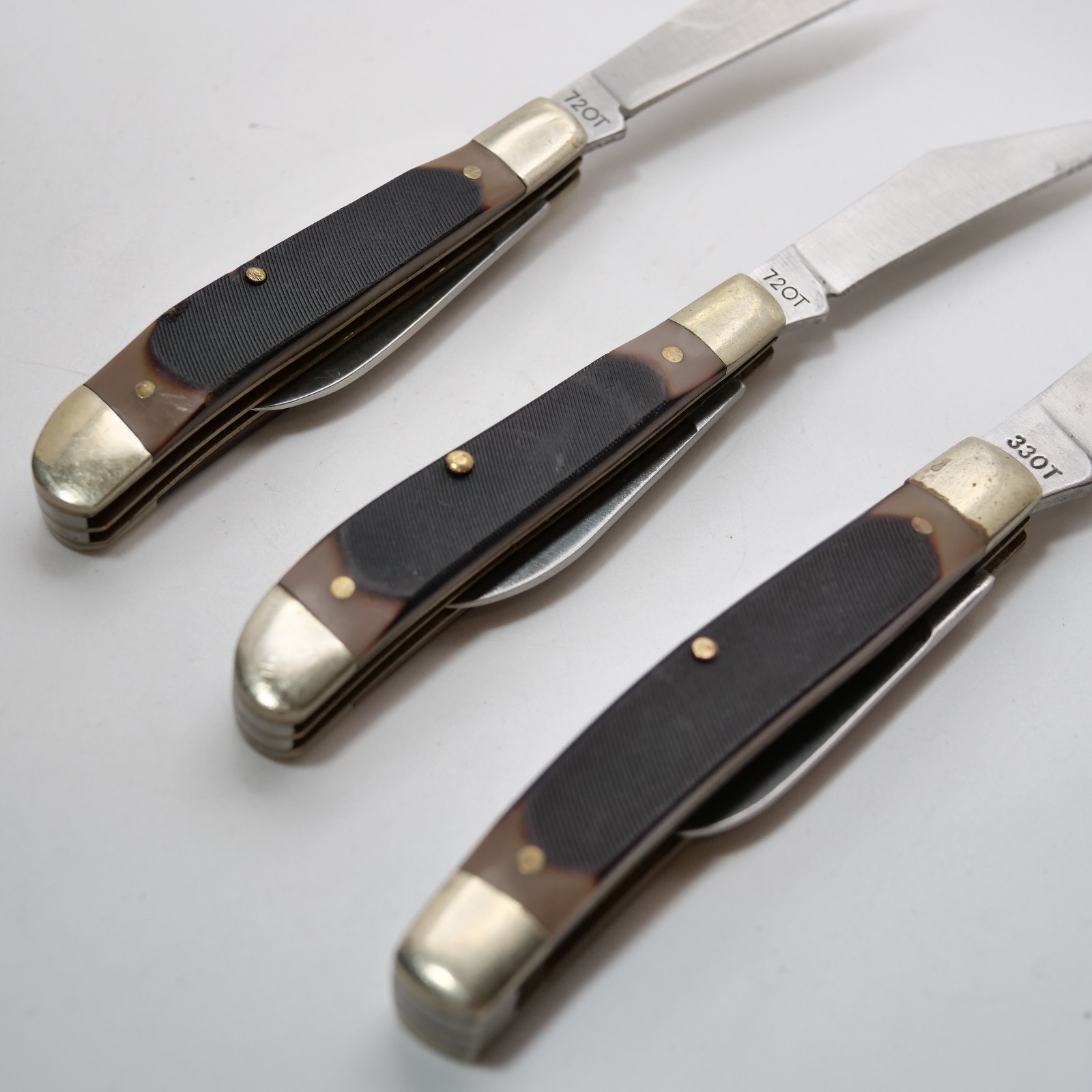 Lot of 3 Schrade Uncle Henry Modern Made Folding Knives Branded 12OT and 33OT