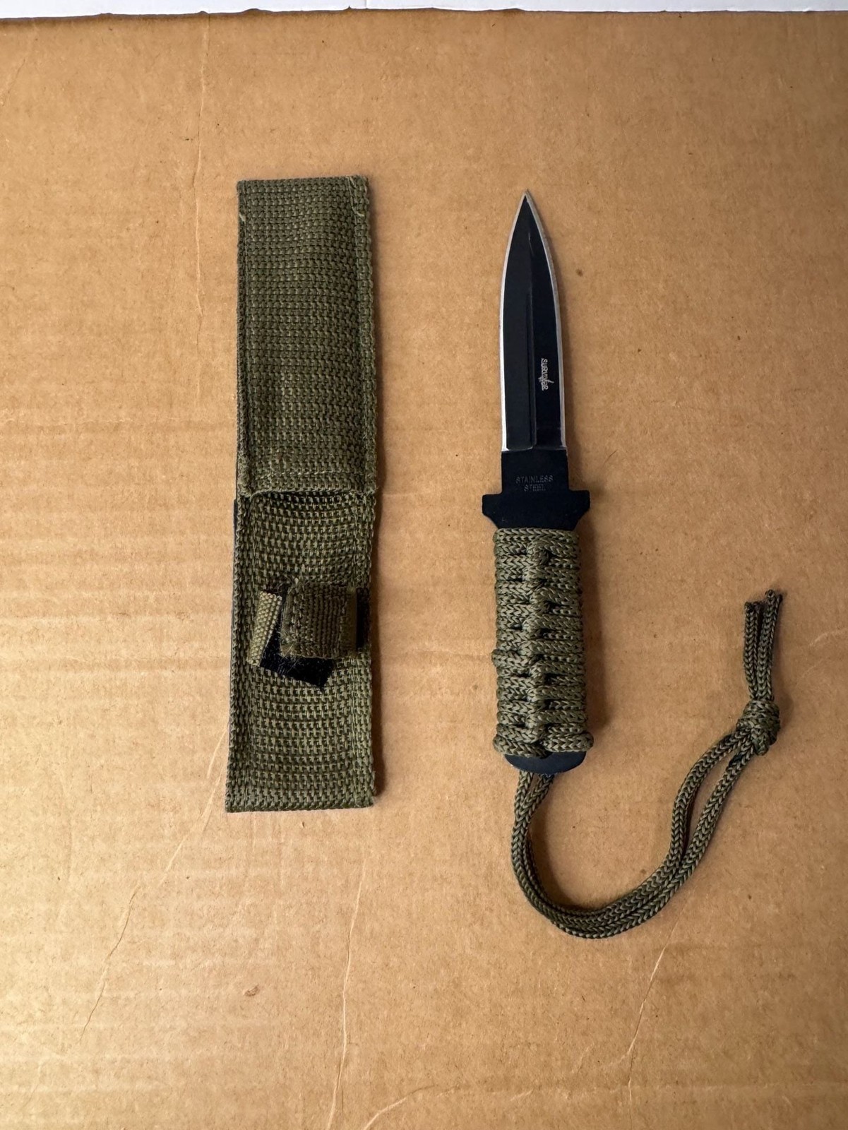 Survivor Fixed Blade Tactical Knife with Cord Wrapped Handle and Sheath