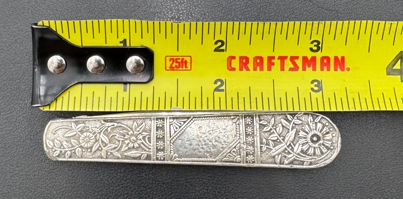 Antique Victorian w/ Engraved Handle Folding Sterling Silver Fruit Knife 5.5″