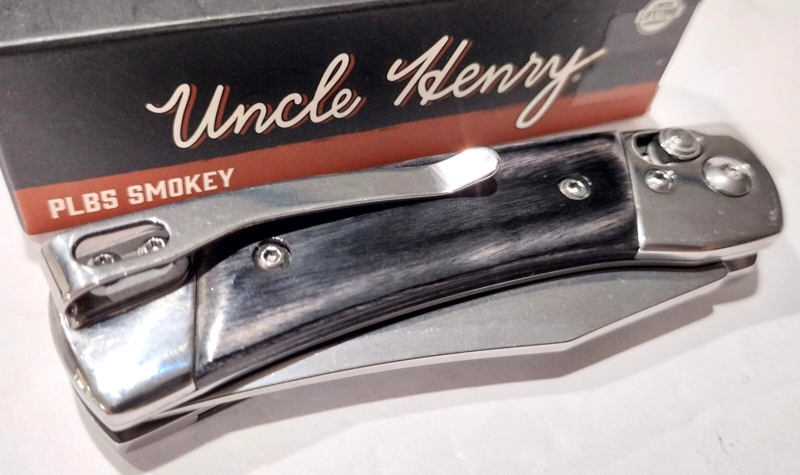 Uncle Henry PLBS Pivot Lock Clip Point Laminate Wood Manual Folding Pocket Knife