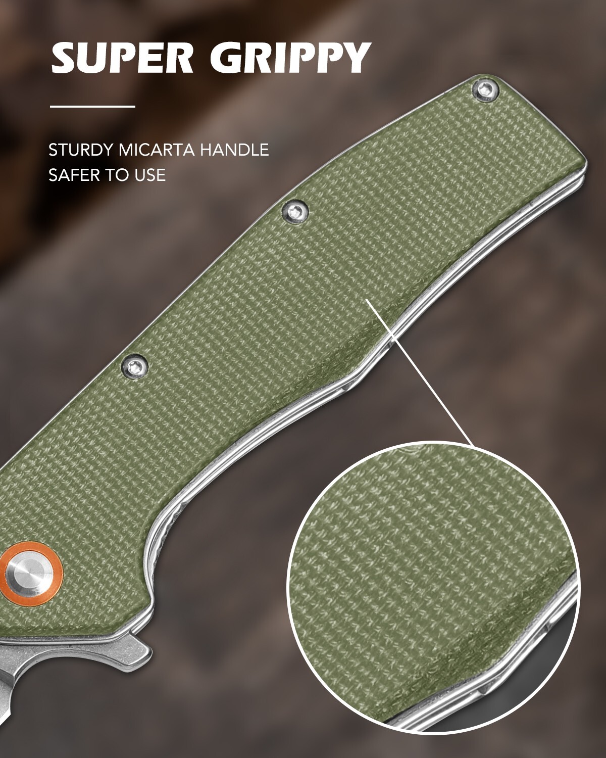 Pocket Knife with Clip,EDC Tactical Folding Knife ,Micarta Handle