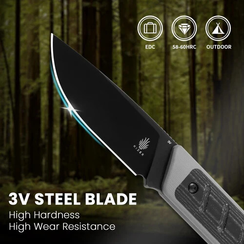 Kizer Smolt Drop Point Fixed Blade Knife 3V Blade G10+Micarta Handle 1063A1