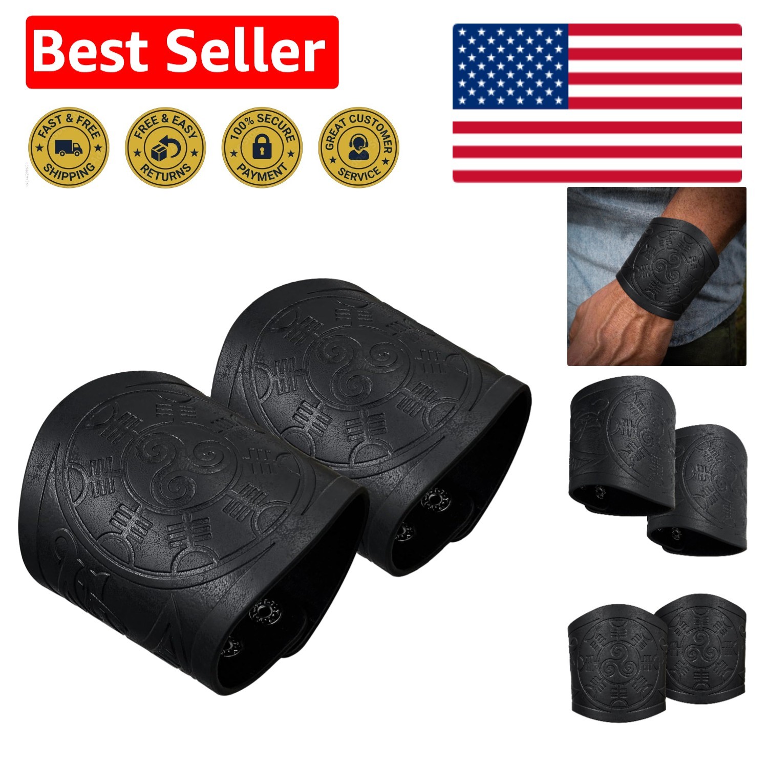 Viking Leather Arm Guards – Adjustable Gauntlet Bracers for Costume Enthusiasts