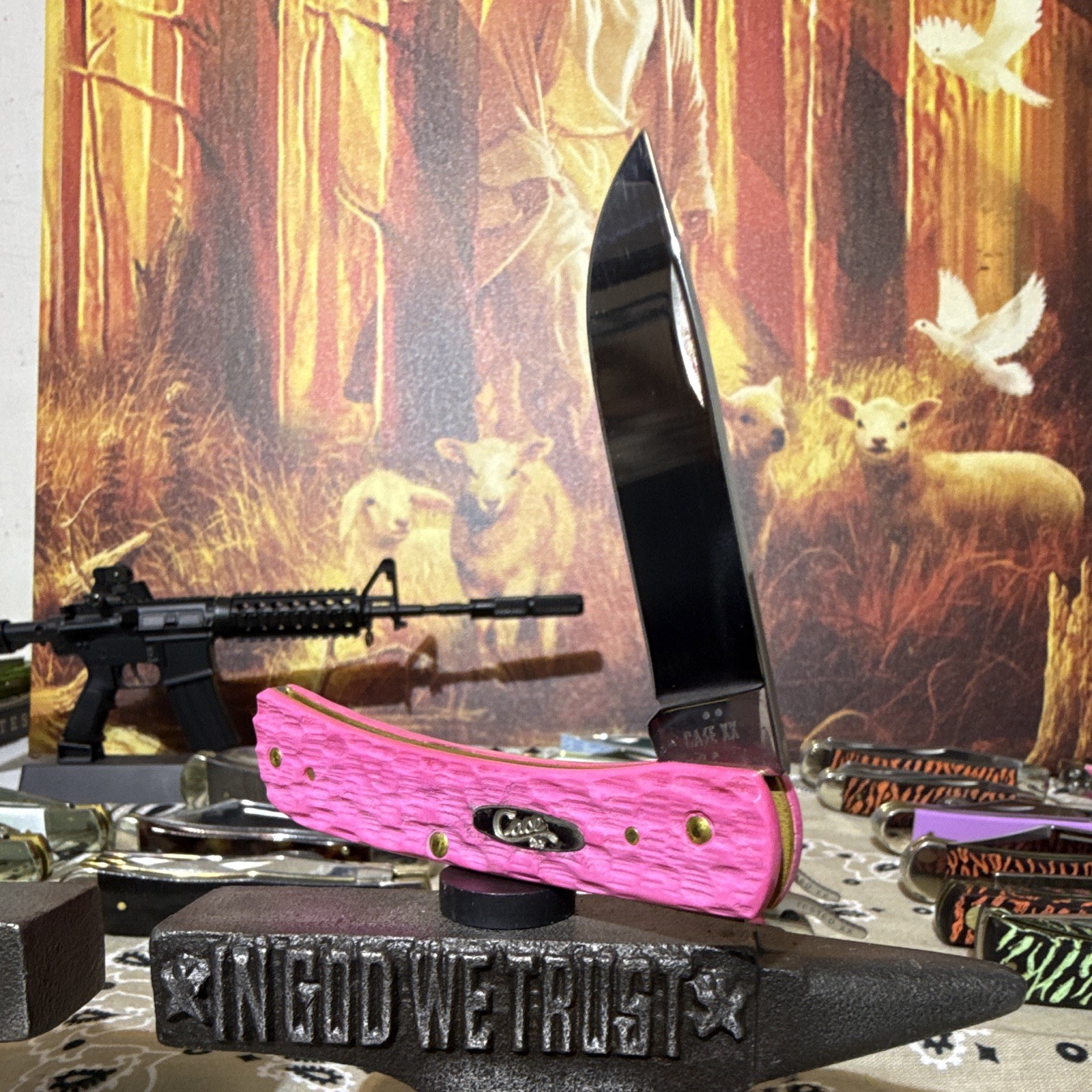 Case XX Woot Custom “Madam Case” Pink Peach Seed Jig Sod Buster Jr