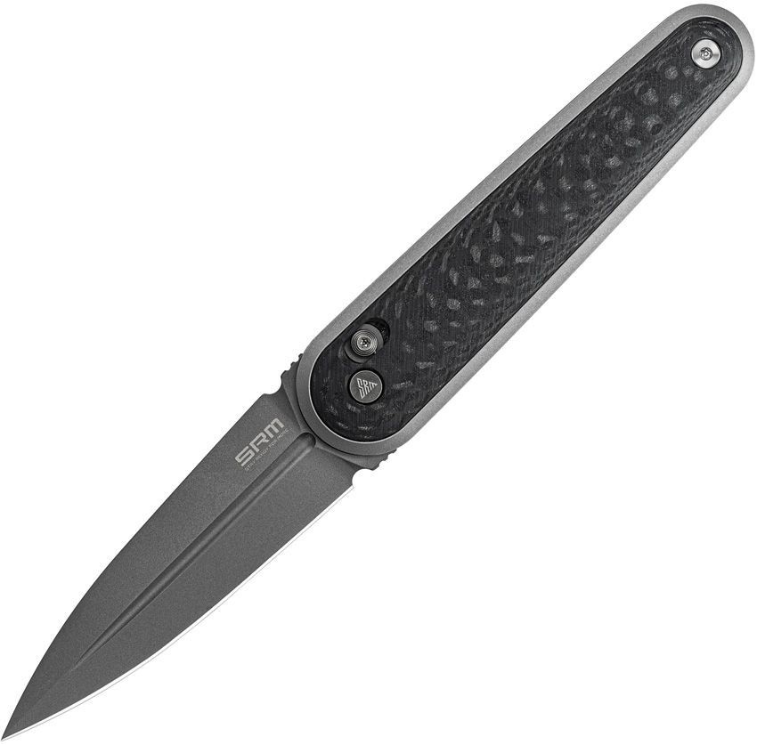 SRM Knives Twin 251MB Folding Dagger 3″ Gray Bohler N680 Steel Blade CF Handle