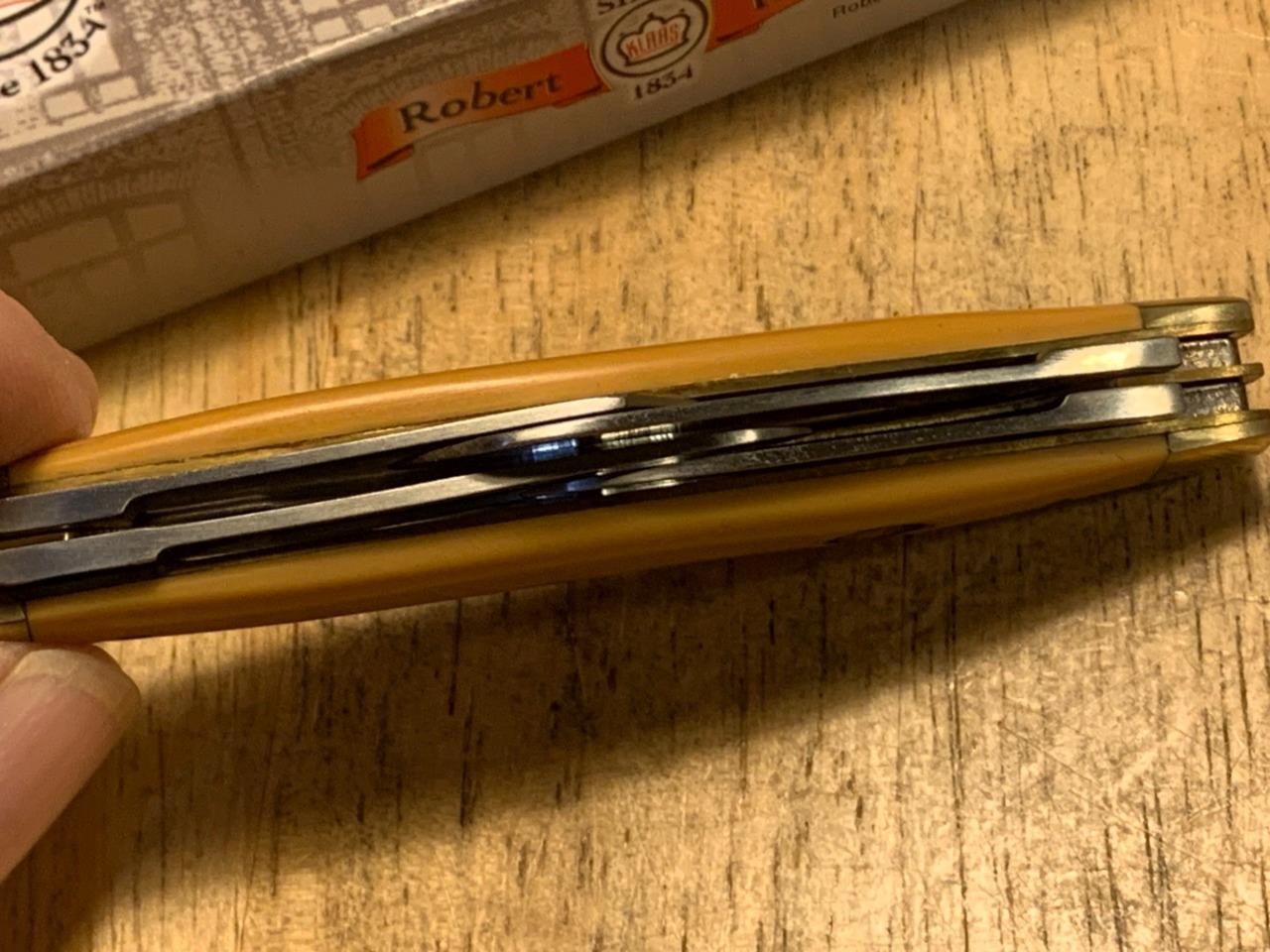 Robert Klaas Yellow Smooth Delrin Congress 3 5/8″ Pocket Knife KC3426