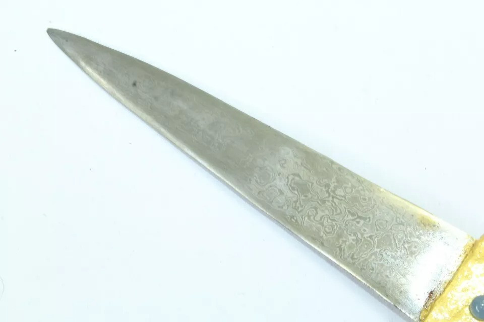 Dagger Knife Damascus Steel Blade Zircon Stone Natural Color Hand Painted G221