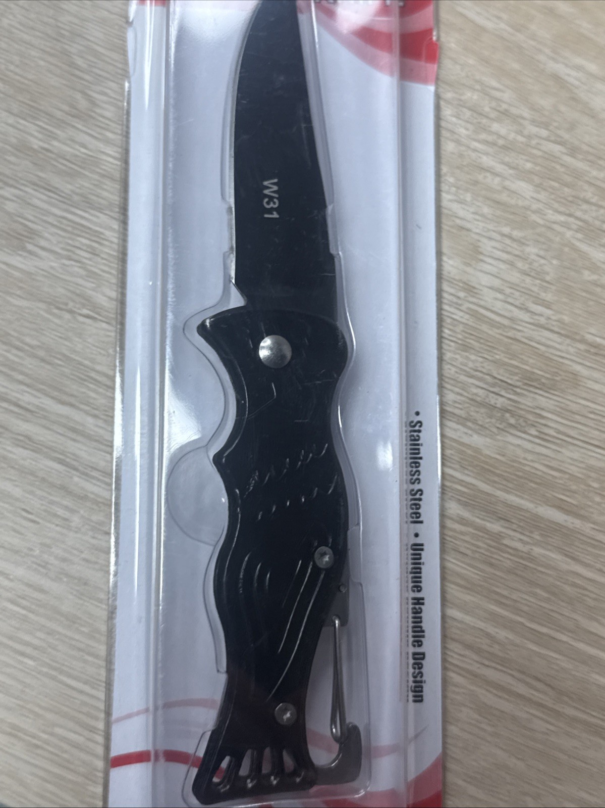 Pocket Knife w/ Belt Clip Tactical Folding Knife Black Stainless Steel NEW