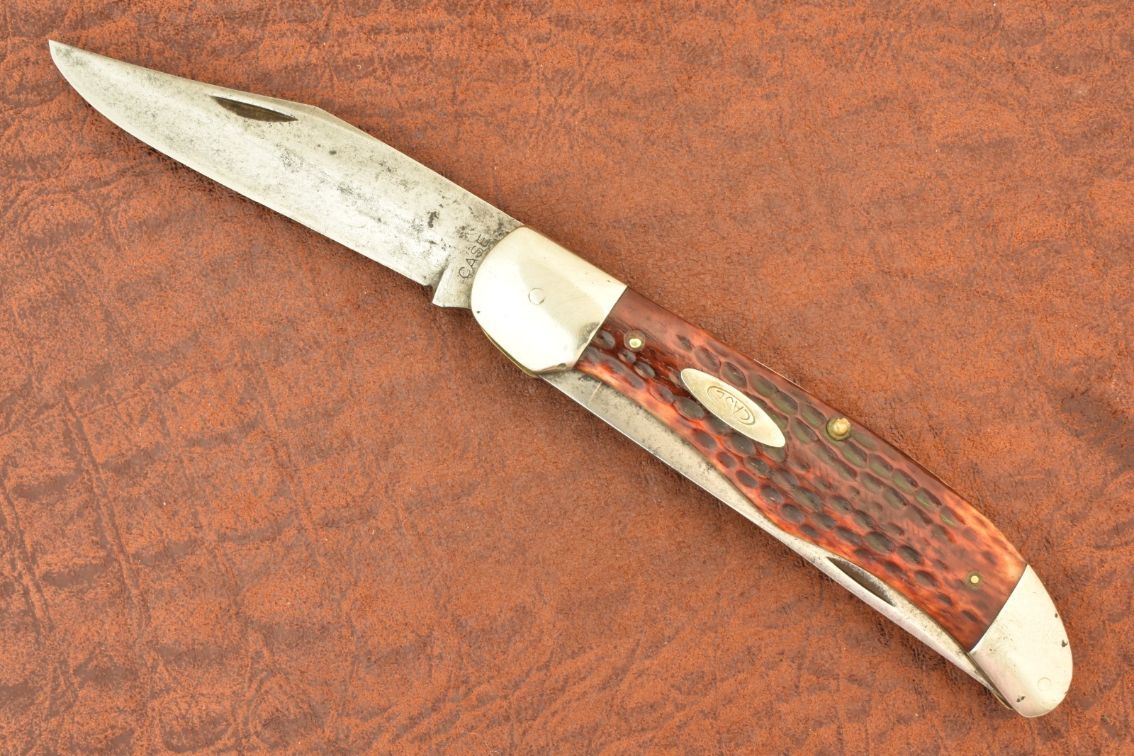 VINTAGE CASE XX 1940-1964 RED BONE JUMBO FOLDING HUNTER KNIFE 6265 SAB (36080)