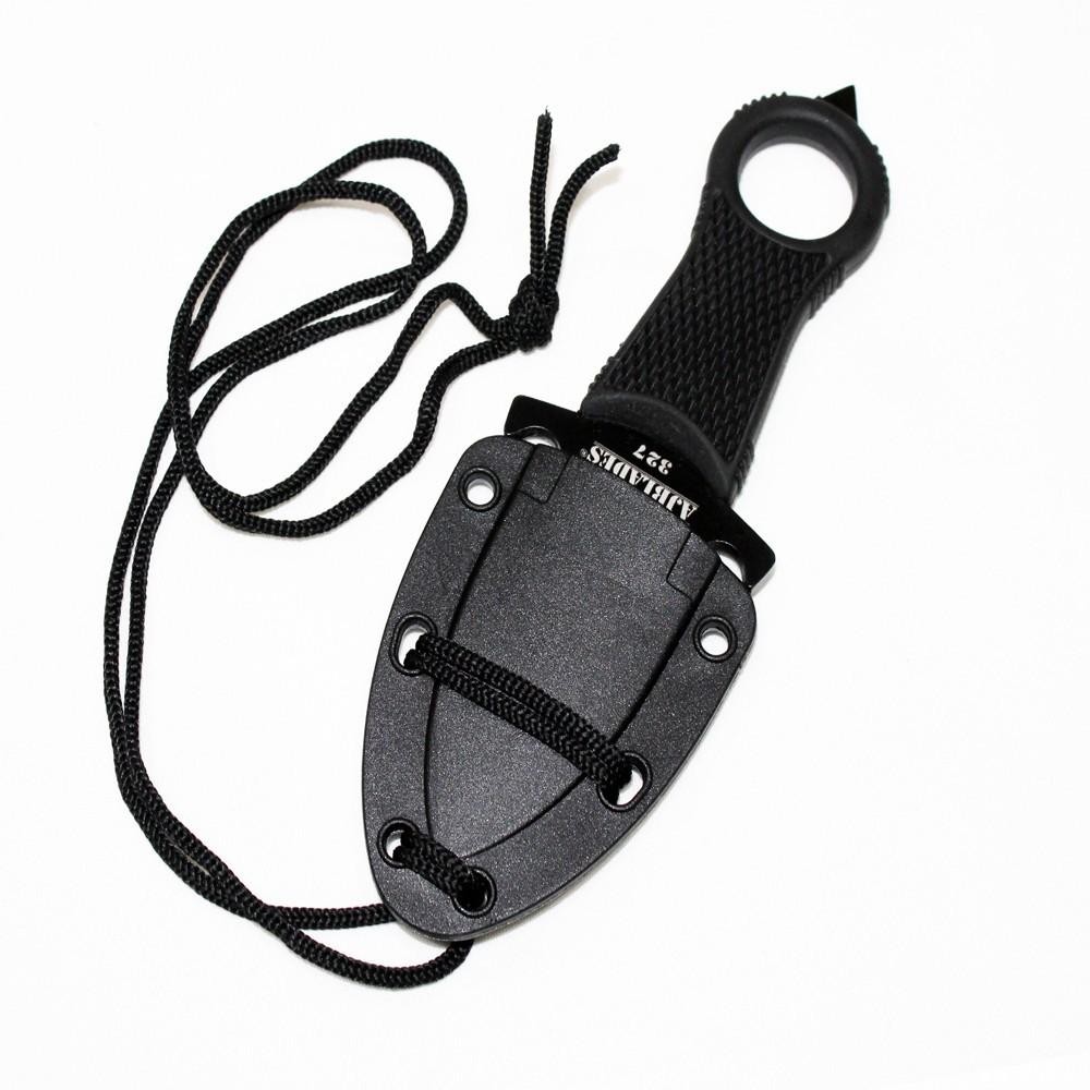 Tactical Black FULL TANG NECK Knife FIXED BLADE MILITARY DAGGER Sheath-AJ327