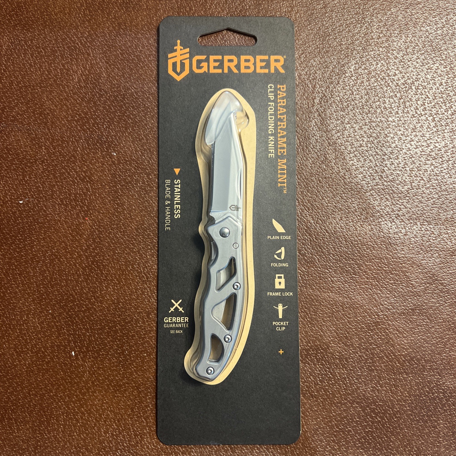 Gerber PARAFRAME MINI – Silver Stainless Steel Clip Folding Knife