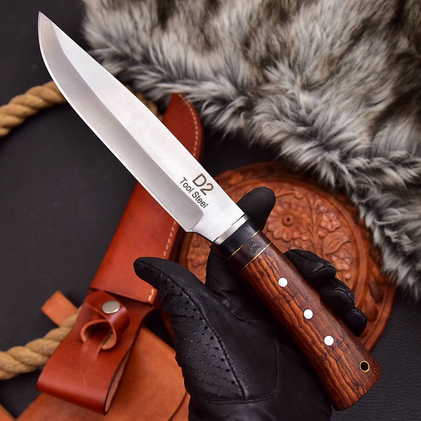 ANZSTYLE KNIVES CLASSIC DROP POINT HUNTER BOCOT WOOD D2 STEEL