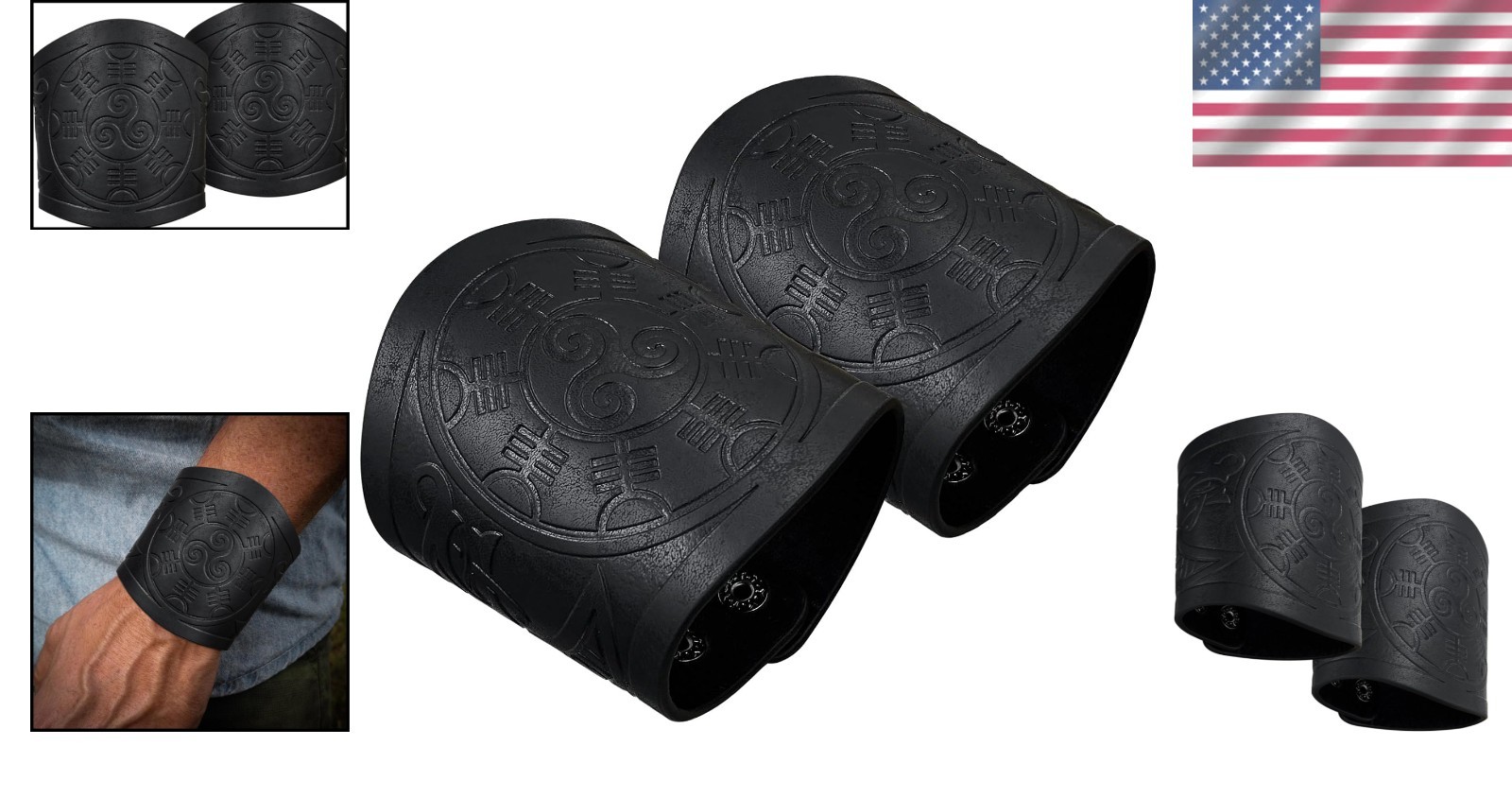 Viking Leather Arm Guards – Adjustable Gauntlet Bracers for Costume Enthusiasts