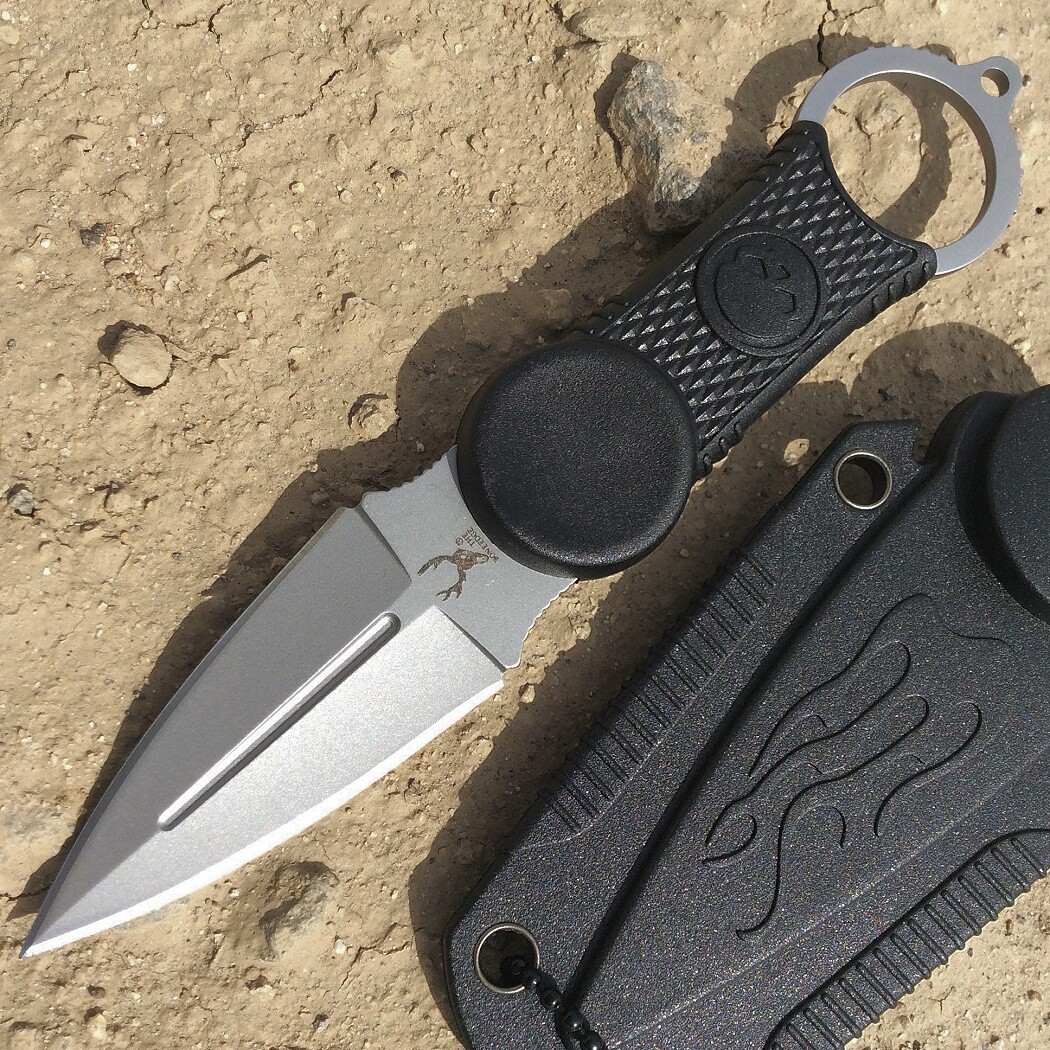 TheBoneEdge 7″ Fixed Blade Tactical Survival Neck Knife With Sheath Black Handle