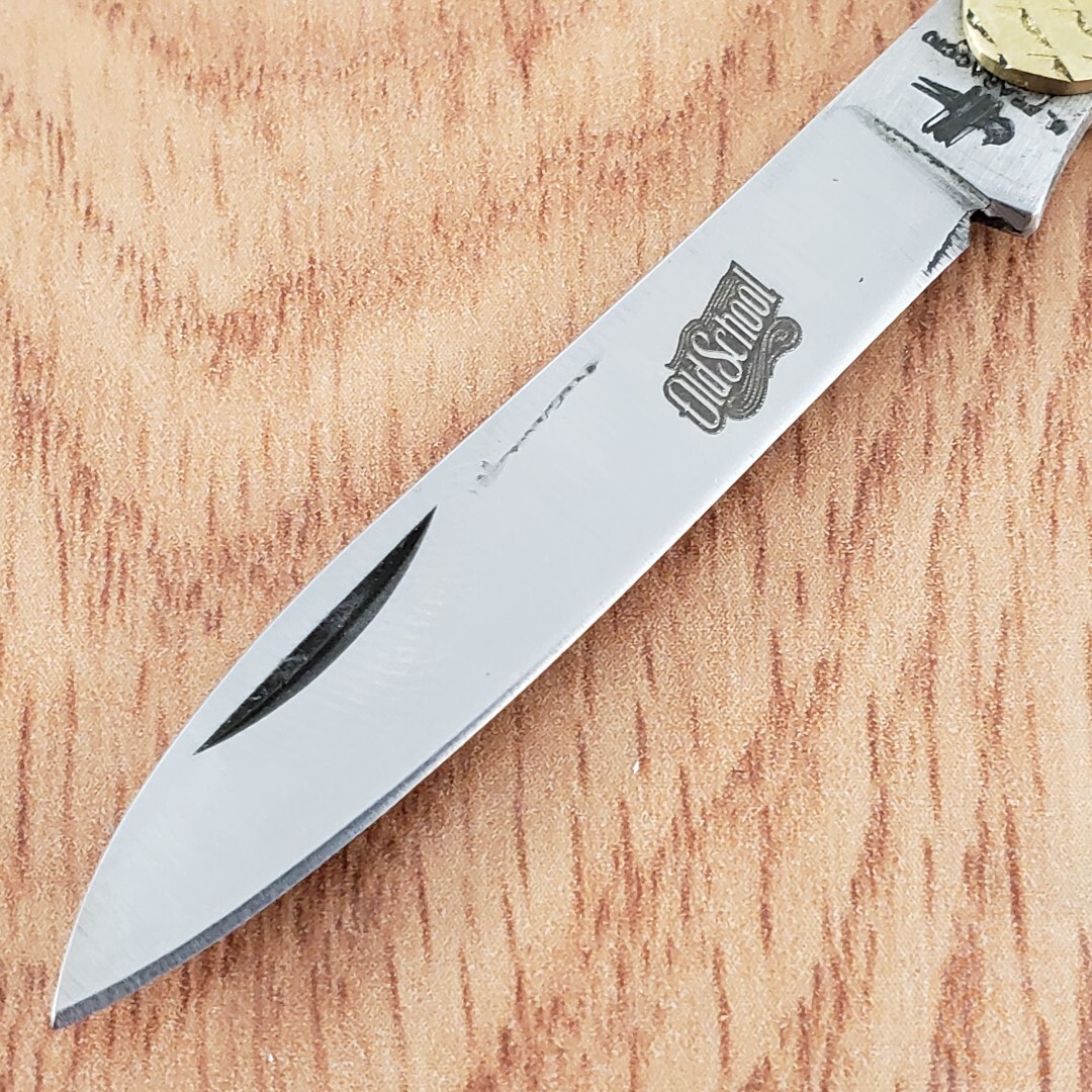 Fraraccio Knives Old School Folding Knife Stainless Steel Blade Brass Handle