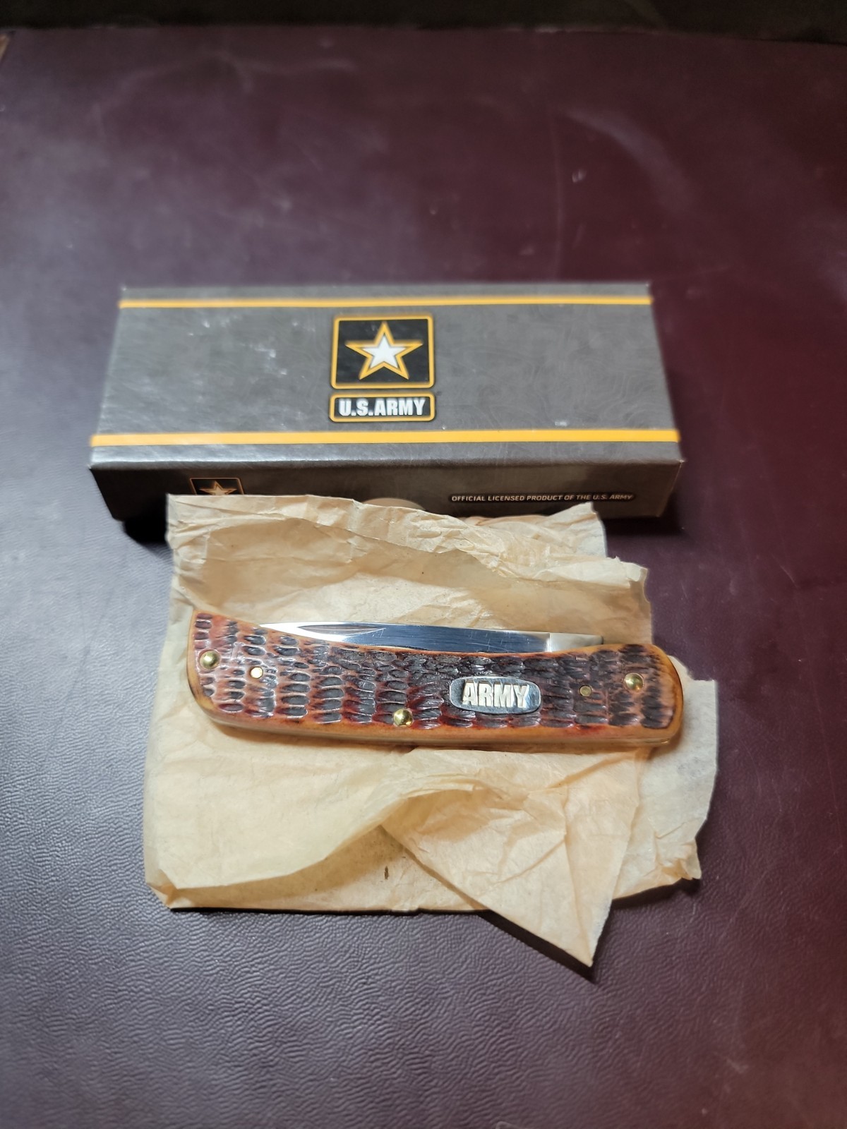 Case XX Burnt Walnut Sodbuster Jr United States Army Edition 2017 NOS/0726-jb80